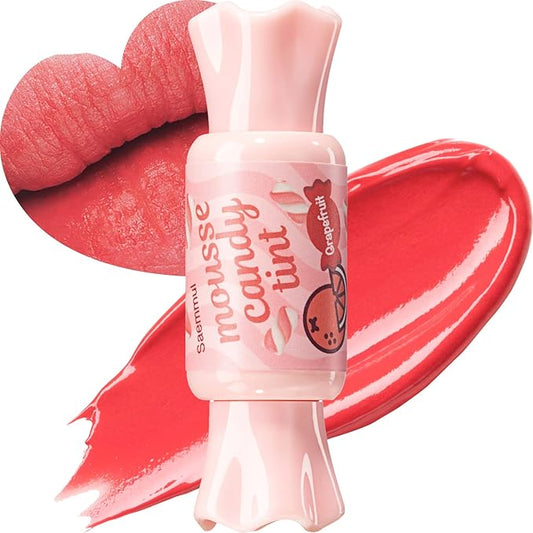 THESAEM Saemmul Mousse Candy Tint #4 Grapefruit Mousse - High Pigment Matte Finish Long Lasting Lip Stain with Honey Extracts to Hydrate Lips - Weightless & Smudge-Proof, 0.3 fl.oz.-VivaGrace Women