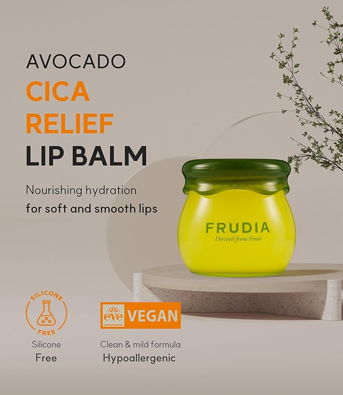 WELCOS FRUDIA Avocado Cica Relief Vegan Lip Balm | Hydrating Moisturizing Natural Organic Lip Balm | Korean Lip Balm-VivaGrace Women