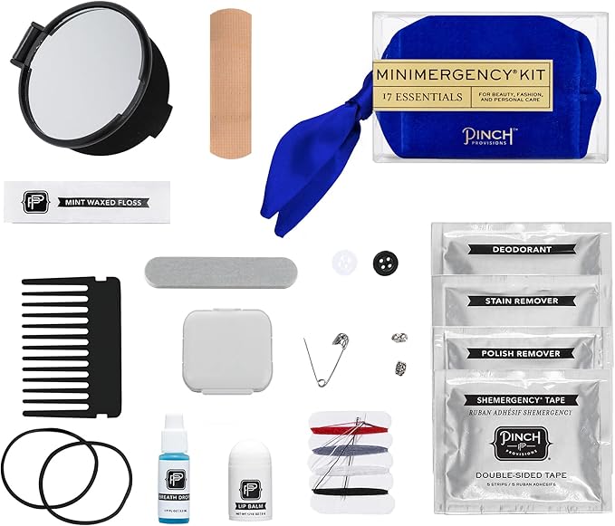 Pinch Provisions Velvet Minimergency Kit, for Her, Includes 17 Must-Have Emergency Essential Items, Compact, Multi-Functional Pouch, Gift for Parties and Birthdays-VivaGrace Women