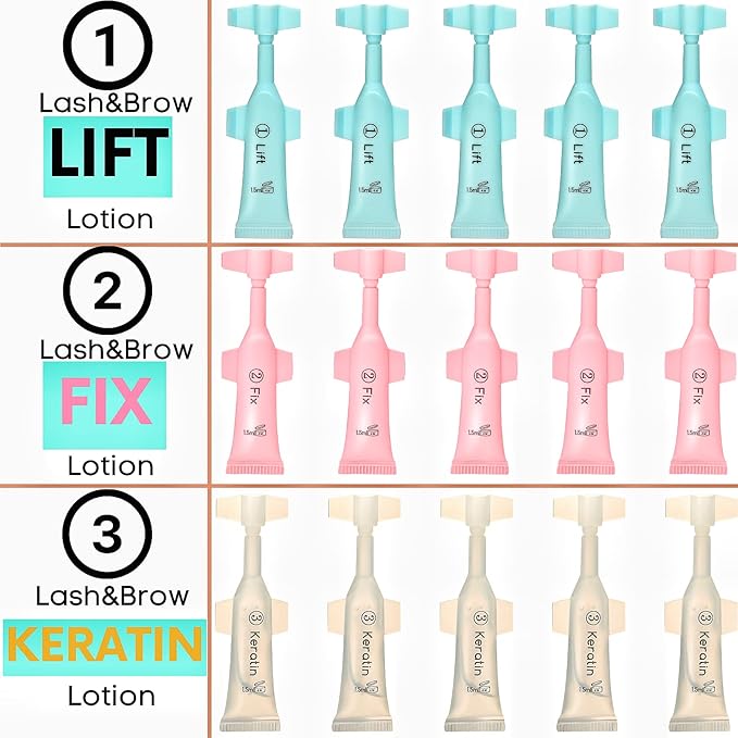 Lash Lift Kit Eyebrow Perm Kit Perm&Setting Lotion Set | Disposable large capacity 1.5ml lotion tube for Lash Lift Kit & Eyebrow Lamination Fast Acting 3-Step Lifting, Fixing Lotions with-VivaGrace Women