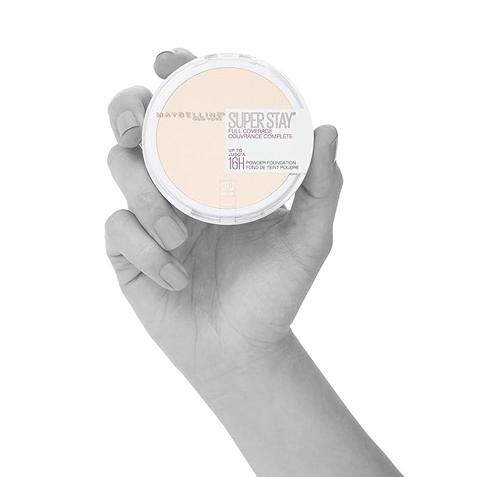 Maybelline Super Stay Full Coverage Powder Foundation Makeup, Up to 16 Hour Wear, Soft, Creamy Matte Foundation, Porcelain, 1 Count-VivaGrace Women