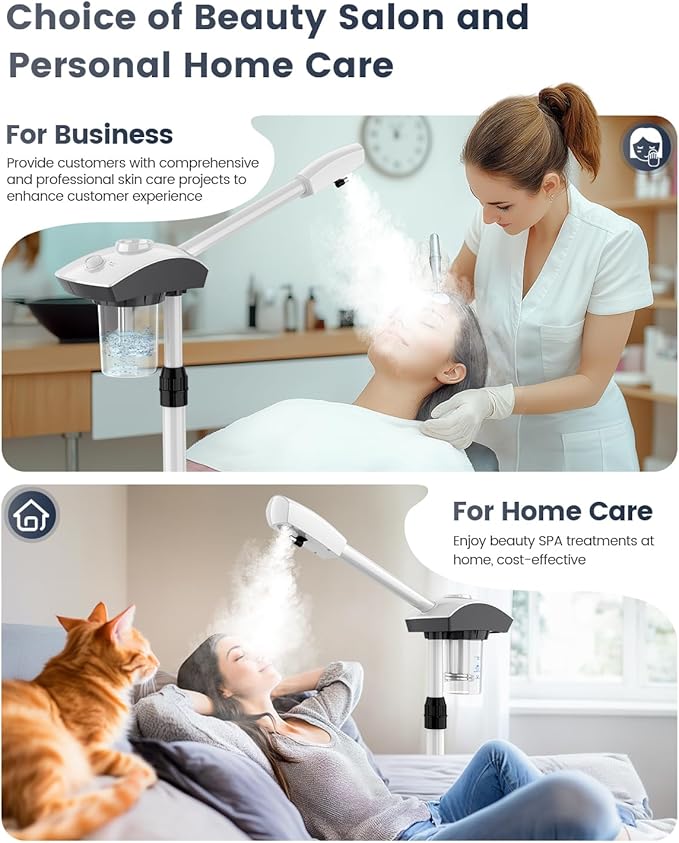 Kingsteam Professional Ozone Nano-Ionic Facial Steamer | Deep Cleansing Hydrating | Salon Home Spa Face Steamer | Pore Cleanser | 60-Min Timer | 360° Swivel | Esthetician Favorite Tool,White-VivaGrace Women