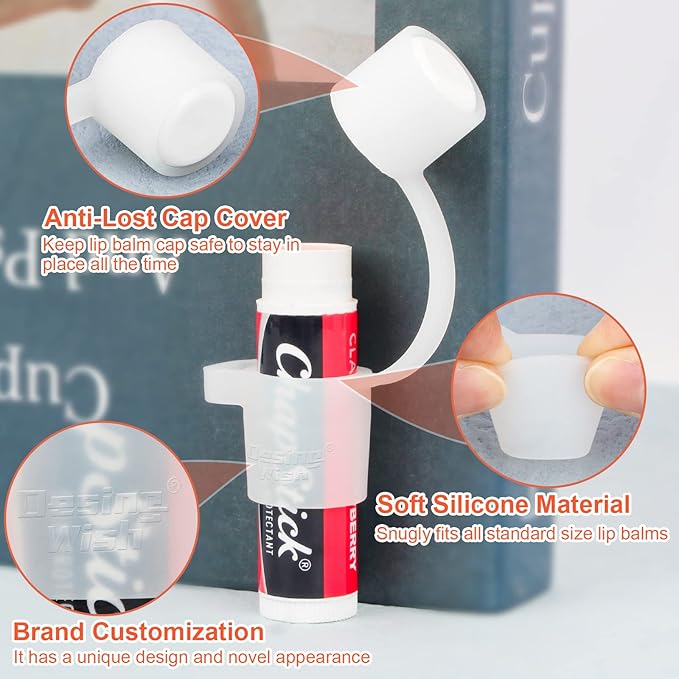 Desing Wish Silicone Lip Balm Holder with Cap Cover Portable Chapstick Holder Keychain Sleeve Lip Balm Key Chain with Key Ring and Wrist Strap Lanyard - Transparent-VivaGrace Women