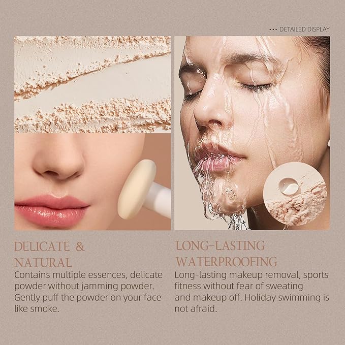 Purple Translucent Setting Powder, Matte Finishing Powder Oil Control for Long Lasting Makeup, Lightweight Loose Powder Waterproof Makes Skin Downy, Blurring Powder for All Skin Tones, 01-VivaGrace Women