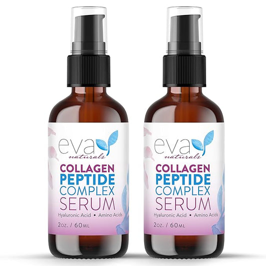 Collagen Peptide Serum for Face – Anti Aging Facial Treatment with Peptides & Hyaluronic Acid – Gentle for Sensitive Skin, Microneedling Pen, Derma Roller, Skin Firming & Hydrating (2 Oz) (2 Pack)-VivaGrace Women