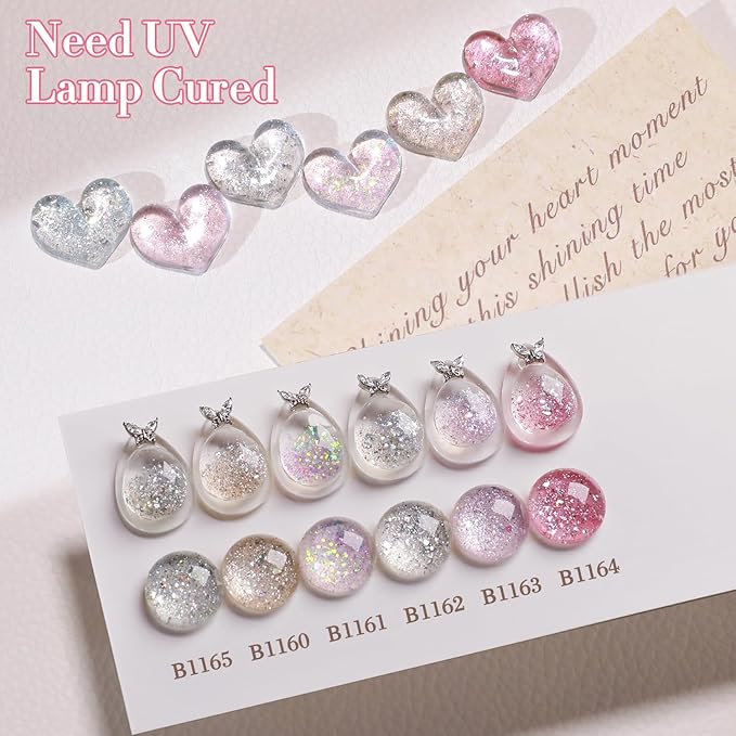 Double Rhythm 0.5Oz Glitter Gel Polish Shimmer Reflective Color for Nail Art Salon DIY Soak Off 15ml Nail Lamp Gel Polish at Home (Rainbow Silver-B1165)