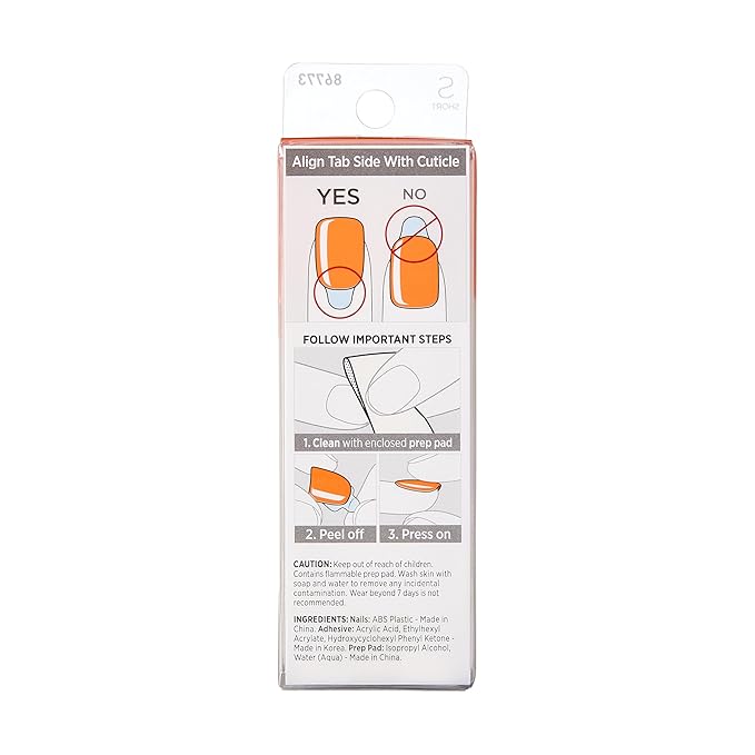 KISS imPRESS Color Press-On Nails Polish-Free Manicure Set, ‘Sweet Mango’, 30 Chip-Proof, Smudge-Proof Fake Nails