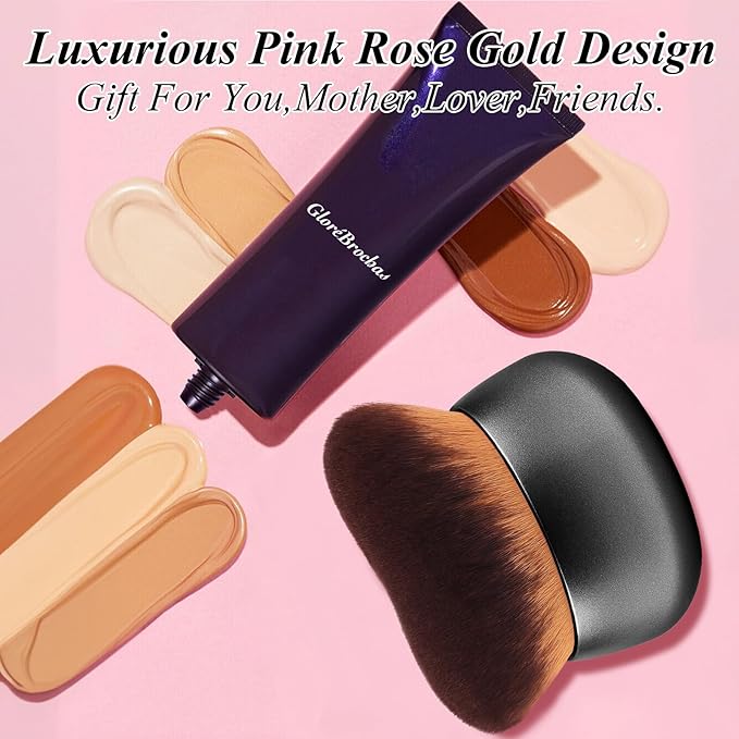 75MM Extra Large Self Tanner Kabuki Makeup Brush – Ultra Soft Dense Vegan Bristles for Body Makeup, Bronzer & Foundation–Applies Tanning Mousse, Lotion & Self Tanner–Black, Wet & Dry-VivaGrace Women