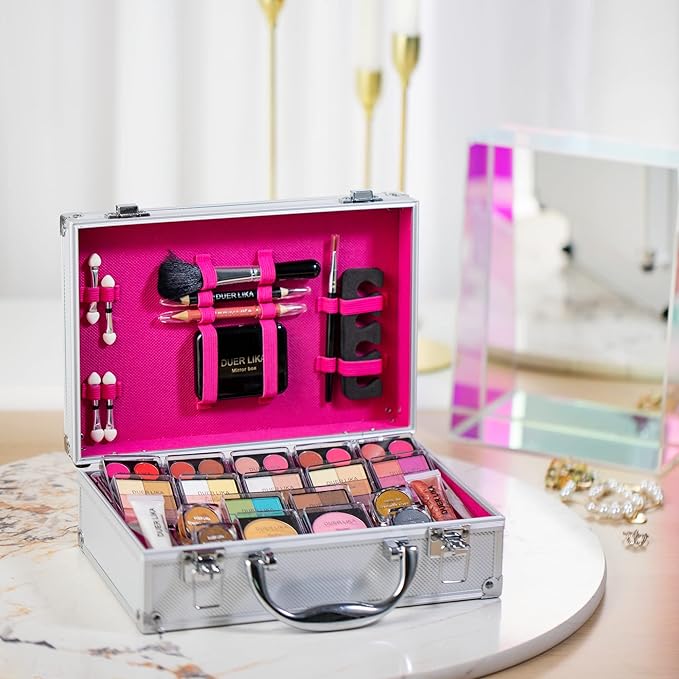 Makeup Kit for Girls and kids 8-12 Carry All Makeup Train Case with Pro Makeup for Teens Women Full Starter Cosmetics Set (SILVER)-VivaGrace Women