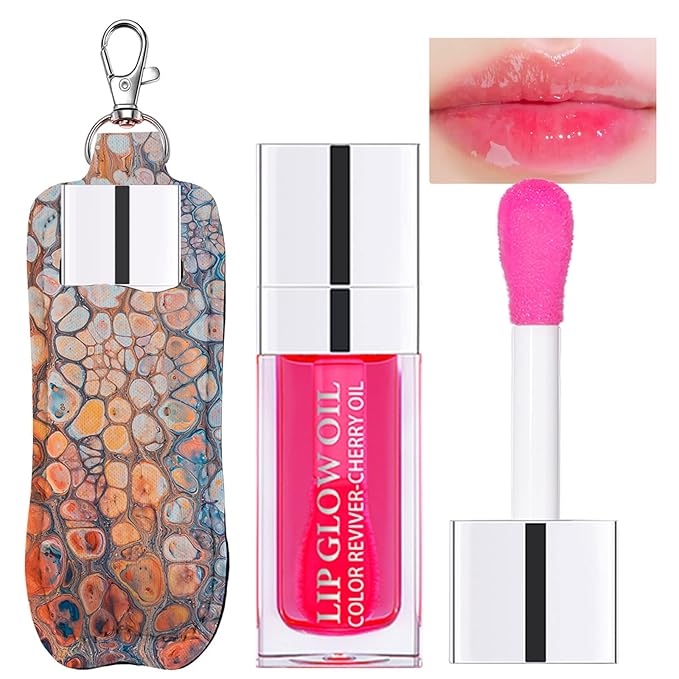 Hydrating Lip Glow Oil, Plumping Watery Lip Gloss, Refreshing Moisturizing Lip Oil Tinted Lip Balm, Lasting Nourishing Revitalizing Lip Tint Lip Care (15# Cherry Red)-VivaGrace Women