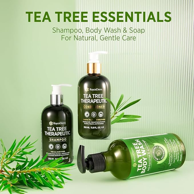 Roycederm Tea Tree Antifungal Shampoo and Conditioner: Complete Scalp Care Solution for Folliculitis, Dry, Itchy, and Flaky Scalp - Infused with Tea Tree Oil, Paraben & Sulfate Free-VivaGrace Women