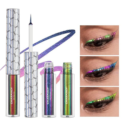 CHARMACY Chameleon Liquid Eyeliner, Liquid Glitter Eyeliner, Highly Pigmented, Metallic Intense MultiColor Shifting waterproof Eyeliner, Ultra-Fine Tip, Longwearing, Smudge-proof (#SET2-902/904/906)-VivaGrace Women