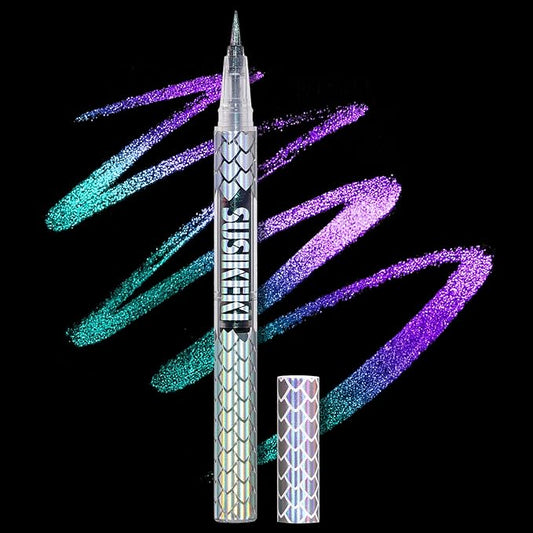 Chameleon Multi-Chrome Liquid Eyeliner, Green Blue Purple Color Shifting Shimmery Eye Liner, Waterproof Long Lasting Colored Glitter Eye Makeup Pen Eyeliners,#2 Baroque Emerald-VivaGrace Women