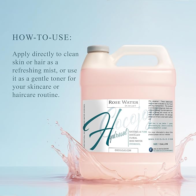 Rose Hydrosol Spray Cleansing Non GMO Facial Toner for Face Body Locs Rose Water Hydrating Face Mist, for Hydration Pure & Natural Hydrosol for All Skin Types - COCOJOJO - Bulk 128 OZ - 1 Gallon-VivaGrace Women