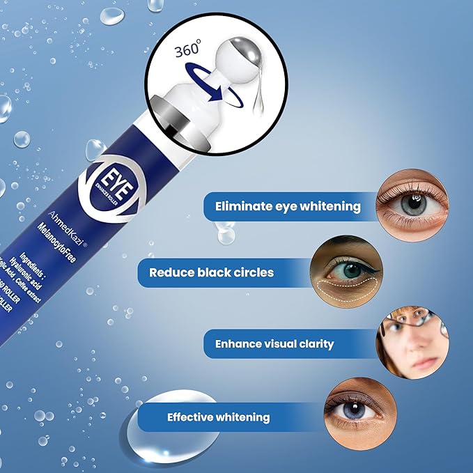 5% Caffeine Eye Serum and Under Eye Roller Cream with 360° Massage Ball for Dark Circles and Puffiness | Under Eye Bags Reduce Wrinkles & Fine Lines | Suitable for All Skin Types | Aloe Scented-VivaGrace Women