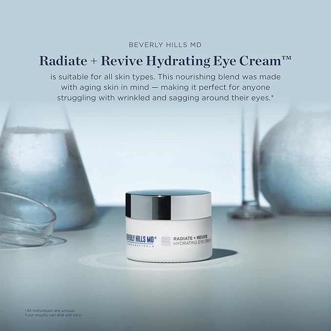 Radiate + Revive Hydrating Eye Cream- Rejuvenate Tired Eyes w/Algae to help Sagging, Hollowing, & Wrinkles- Lift Eyes, Firm Skin, Plump Complexion w/Antioxidants and Pearl Powder-VivaGrace Women