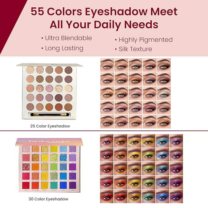 Makeup Kit for Women, Travel Makeup Kit, Makeup Full Kit for Beginners Teens Girls, Makeup Bundle Include 3 Matte & Shimmer Eyeshadow Palettes, Blush Palette, Lip Gloss Set, Concealer-VivaGrace Women
