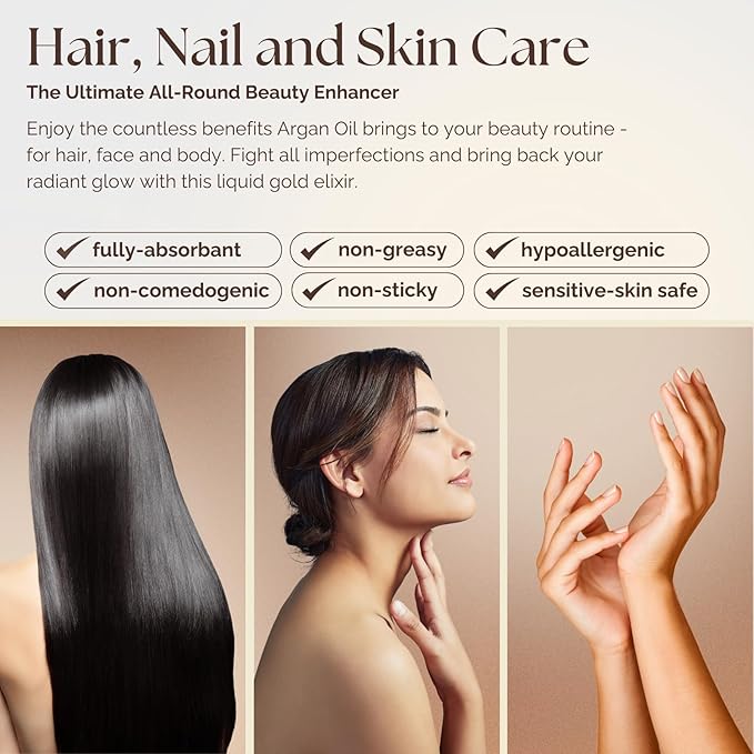Essence of Argan 100% Pure Moroccan Organic Argan Oil - Natural EcoCert Oil that Nourishes and Conditions Your Skin, Hair and Nails (50ml/1.7oz)-VivaGrace Women
