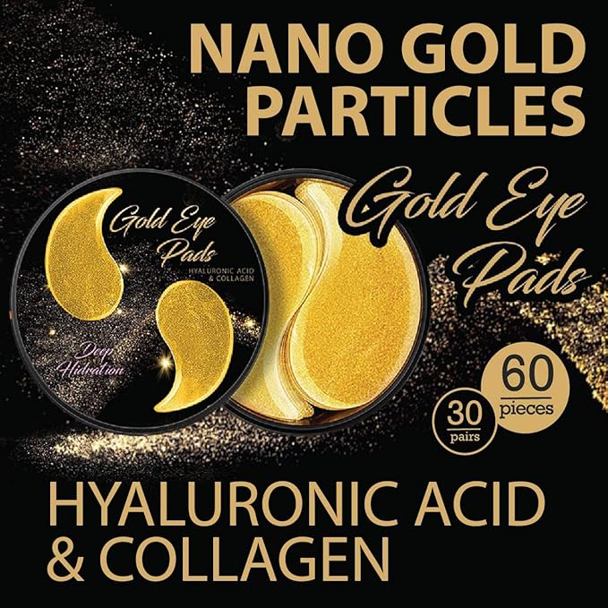 Under Eye Mask Patches Collagen, Gold Eye Patches for Puffy Eyes, 24K Gold Eye Mask, Under Eye Gel Pads, Eye Masks for Dark Circles, Puffiness Treatment Eye Masks Skincare-VivaGrace Women