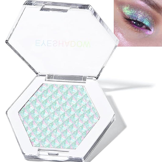 Mermaid Glitter Eyeshadow Palette, Multichrome Chameleon Cream Eye Shadow, Color Shifting White Eyeshadow Sparkling Holographic Shimmer Inner Corner Eye Brightener Highlighter Makeup-VivaGrace Women