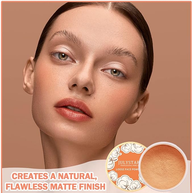 Setting Powder Loose Face Powder Matte Soft Smooth Oil Control Long Lasting Loose Setting Powder Makeup For Natural Flawless #03 Dark Skin Tone-VivaGrace Women