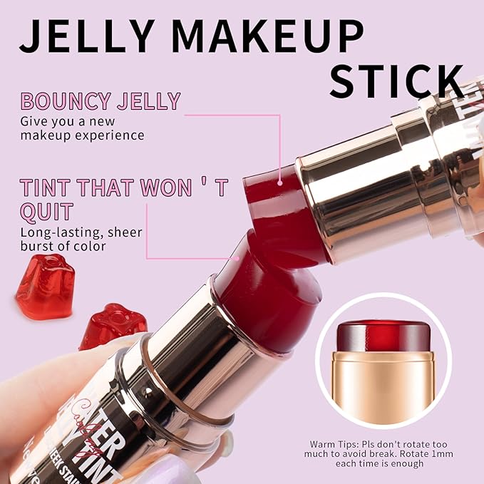 2PCS Jelly Blush Stick, Multi-Purpose Lip & Cheek Stick, Waterproof jelly tint, Moisturizing Cooling Water Jelly Tint Long Lasting cheek stain & lip tint for Women and Girls 01#-VivaGrace Women