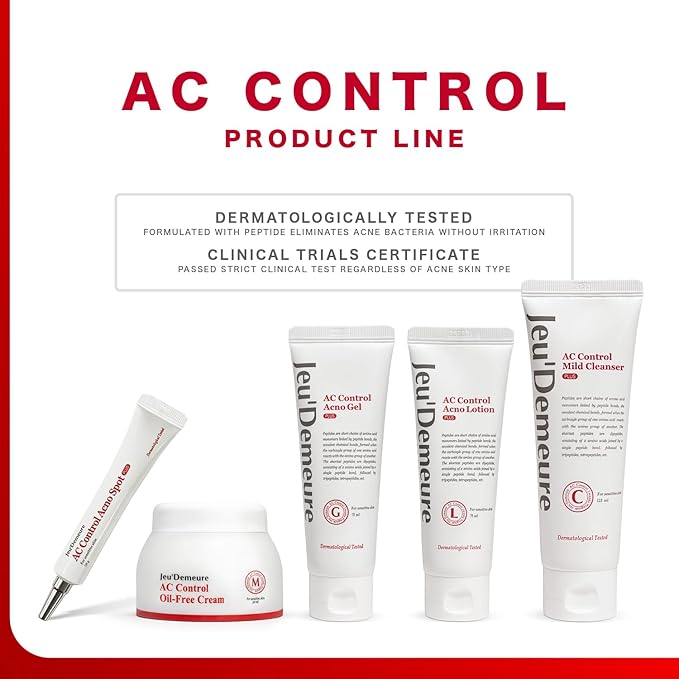 JEU'DEMEURE AC Control Gel Acne Treatment for Sensitive Skin, Pimple Breakout, Peptide, Calming, Blemish Acne, Korean skin care 2.53 fl oz
