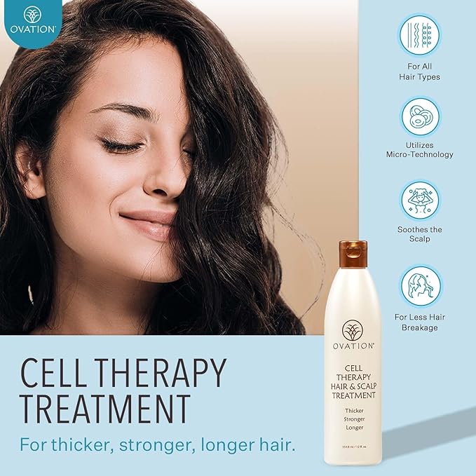 Ovation Hair Cell Therapy Hair Growth & Scalp Treatment for Men & Women - For All Hair Types, Helps Reduce Breakage & Split Ends - No Minoxidil, Sulfates, or Parabens - With Biotin, Vitamin B5, Aloe-VivaGrace Women