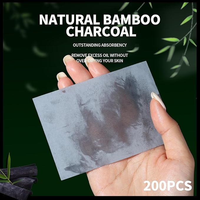 1200PCS Blotting Paper for Oily Skin, Natural Bamboo Charcoal Blotting Paper, 100 * 70MM Large Oil Blotting Sheets for Face, Makeup-VivaGrace Women