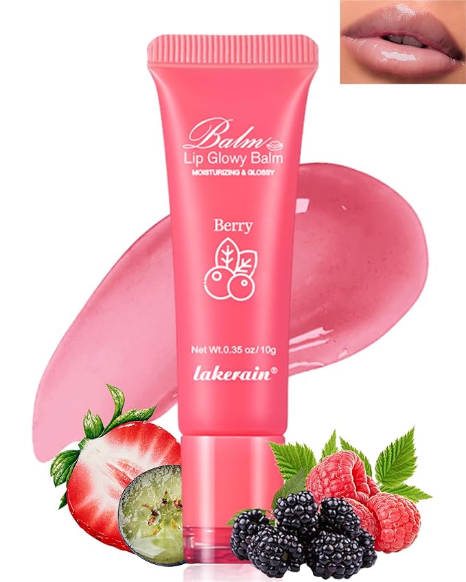 Moisturizer Lip Glowy Balm, Hydrating & Nourishing Repair Sleeping Lip Mask, Shine Glossy Finish Lip Oil, Day and Night Smooth Cracked Chapped Dry Lips, Lip Care Therapy Treatment for Women-2#Berry-VivaGrace Women