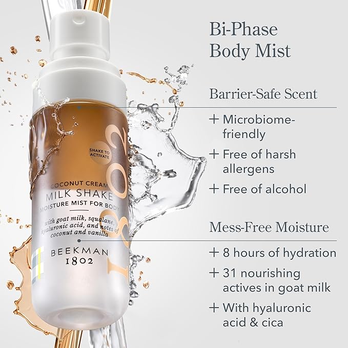 Beekman 1802 Coconut Cream Milk Shake - Body Mist - 4.7 fl. oz - With Hyaluronic Acid & Jojoba Oil - Instantly Moisturizes, Hydrates & Softens - Good for Sensitive Skin - Cruelty Free-VivaGrace Women