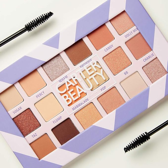 Carter Beauty 18 Shade Eyeshadow Palette | Long Lasting Eye Shadow Makeup | Shimmer & Matte Vibrant Colors (Sweet Apricot)-VivaGrace Women