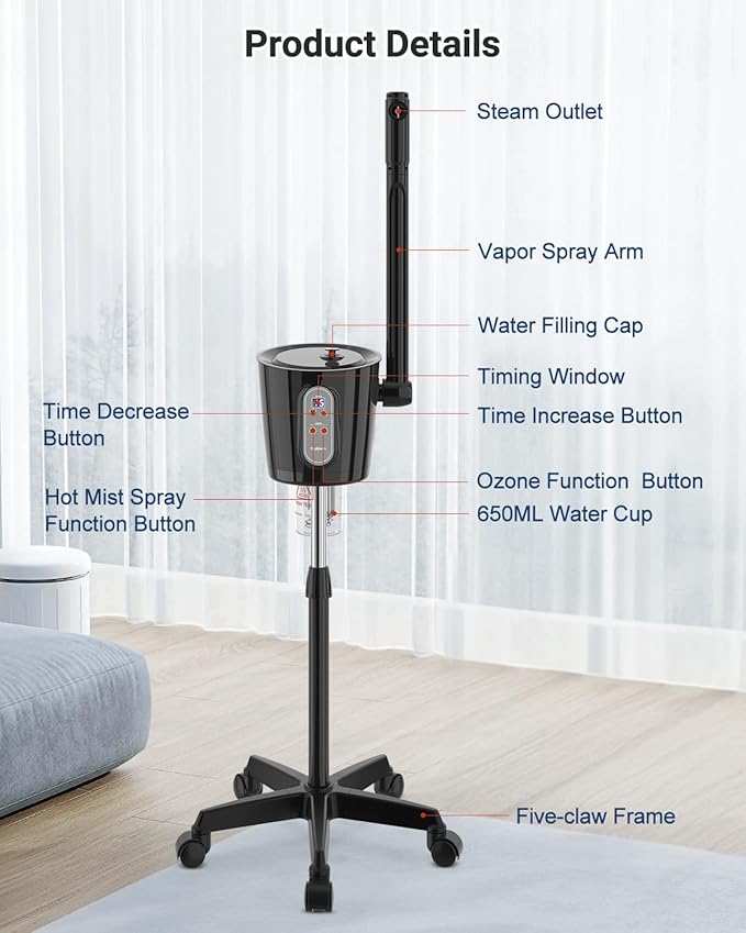 Kingsteam Professional Facial Steamer with Ozone - Ionic Nano Hot Mist Steamer with Large Capacity and 30-Min Timer for Estheticians, Beauty Salons, and Home Skin Care Use-VivaGrace Women