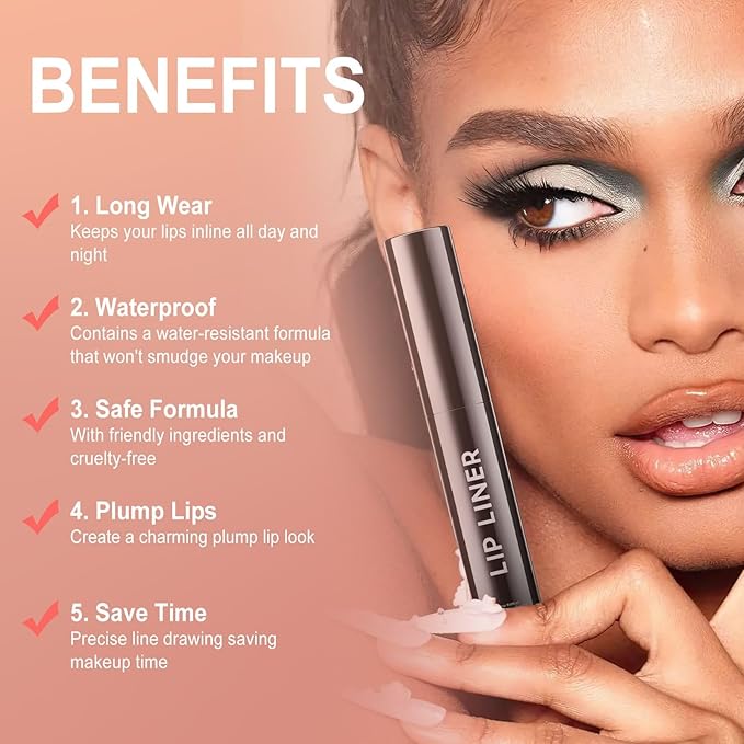 OETUIOW Lip Stain Peel Off, Lip Liner Moisturizing Long-Lasting & Waterproof, Transfer Proof & Plumping, Non-Stick Cup, Mauve Color-VivaGrace Women