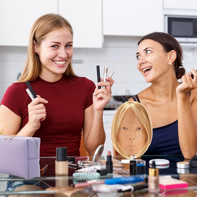 Makeup Practice Face, 2024 Upgrade 5D Makeup Mannequin Face Reusable Silicone Makeup Practice Face Board with Bracket, Come with Makeup remover & Concealer 3 Color & Makeup Bag Brown-VivaGrace Women
