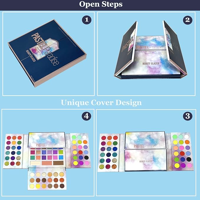 82 Vibrant Shades Makeup Palette - Matte, Shimmers, Glitters, Blush, Highlighter, Contour - Highly Pigmented Beauty Kit for Eye and Face - Perfect for Creating Bold and Unique Looks-VivaGrace Women