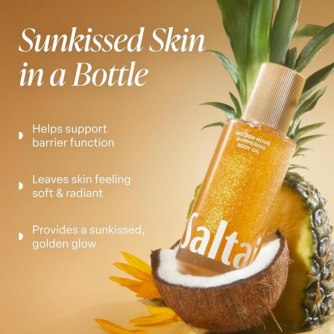 Saltair Shimmering Body Oil - Golden Hour Scented Dry Oil Moisturizer with Light-Reflecting Pearl Pigments. Moisturizing Glow for All Skin Types - 4 Fl Oz-VivaGrace Women