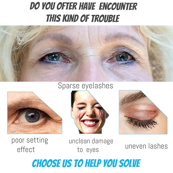 Mascara for Older Women 60 Plus, Mascara for Seniors with Thinning Lashes, Hypoallergenic Sensitive Eyes, Black Volume and Length, Waterproof Smudge Proof (2pc)