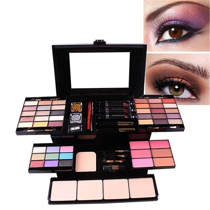 54 Colors All in one Makeup Gift Set Holiday Birthday Beauty Cosmetic Essential Starter Bundle Include 39 Eyeshadow Palette, 6 Blush, 6 Sponge Stick, 4 Compact Powder, 3 Lipstick, Eyeliner-VivaGrace Women