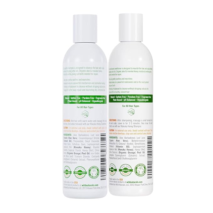 Manuka Honey Shampoo and Conditioner - Soothing Moisturizing Formula for Eczema, Psoriasis, Curly Hair, and Color-Safe - All Natural Set-VivaGrace Women
