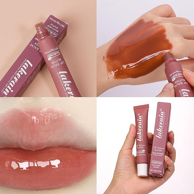 Lip Butter Balm, Day/Night Hydrating Lip Mask, Moisturizing Lip Balm Butter, Ultra-Nourishing Lip Care Moisturizer, Lip Butter Gloss Shine Lip Glow Oil Makeup#2 Vanilla Beige-VivaGrace Women