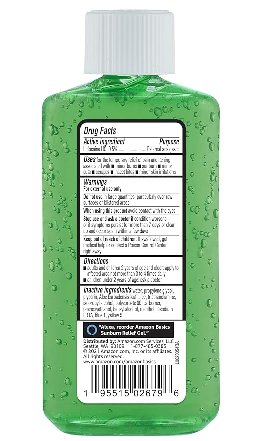 Amazon Basics Sunburn Relief Gel with Aloe Vera, 8 oz (Pack of 1) (Previously Solimo)-VivaGrace Women