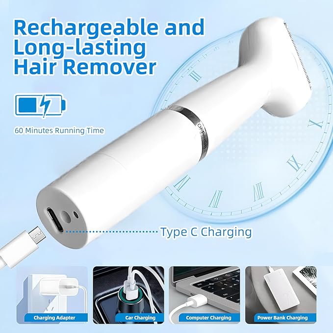 Bikini Trimmer for Women, 7 in 1 Electric Razor, Hair Trimmer for Face Nose Eyebrow Legs Arm Armpit Bikini, Waterproof, Painless Rechargeable Body Shavers Set-VivaGrace Women