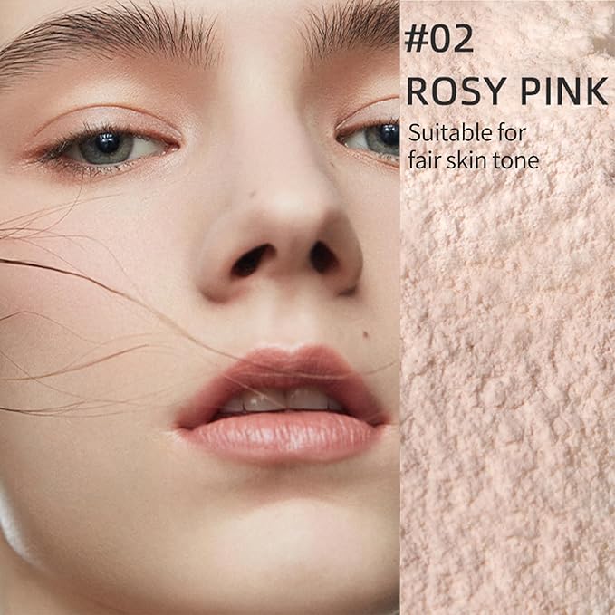 Erinde Pink Translucent Matte Setting Powder with Puff, Face Loose powder Makeup, Oil Control Finishing Powder, Lightweight Blurring Powder, Waterproof, 24H Long-Lasting, Creates Soft Focus Effect-VivaGrace Women