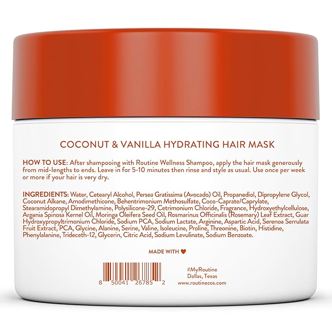 Routine Wellness Deep Conditioning Hair Mask for Dry Damaged Hair - Hydrating, Moisturizing Repair Treatment - Promotes Fullness - Coconut & Vanilla 8oz-VivaGrace Women