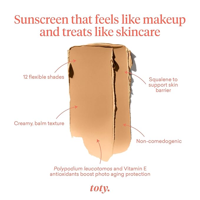 Toty by Sofia Vergara - Ilumina CC Creamy Compact SPF 50+ Mineral Broad Spectrum Sunscreen for Face - Tinted Blurring Balm SPF- Matte, Light Coverage - Water & Sweat Resistant - All Skin Types - 4N