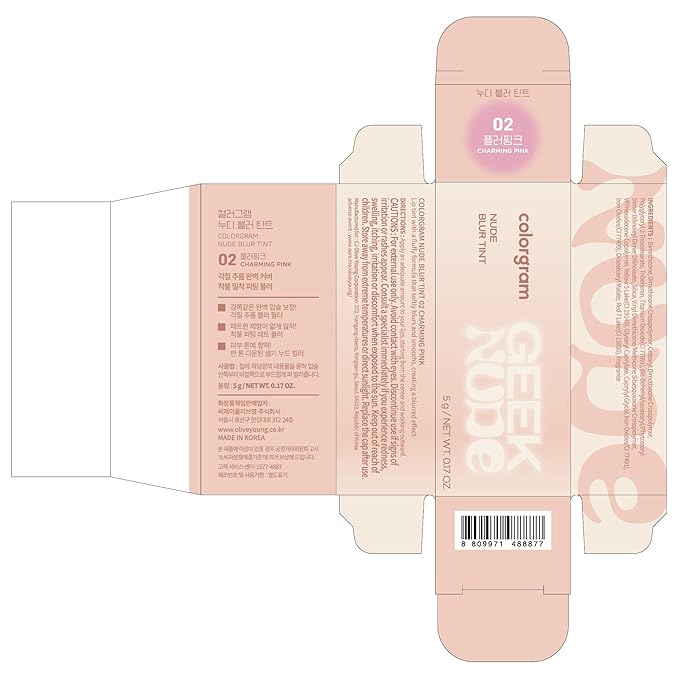 COLORGRAM NUDE BLUR TINT 02 CHARMING PINK | Soft Velvet Matte Lip Stain & Cheek Tint | Lightweight Blurring Tint for a Smooth & Airbrushed Finish | 24H Hydration, Long-Lasting & Non-Sticky Formula-VivaGrace Women