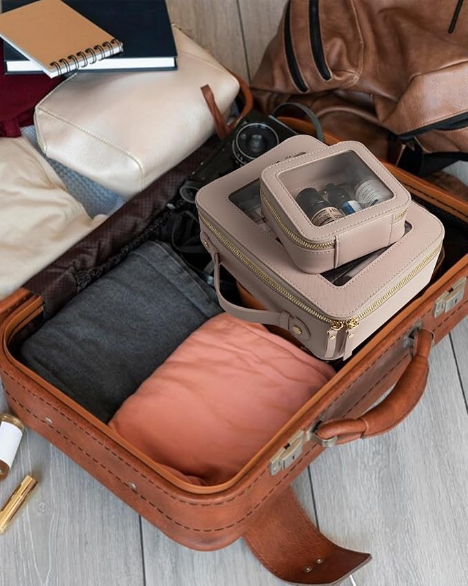 Clear Makeup Bag Small, TSA Approved Portable Toiletry Bag with Zipper Cosmetic Travel Bag Makeup Organizer Case Mini Makeup Pouch for Purse Car Organizer Bag for Women Men-VivaGrace Women