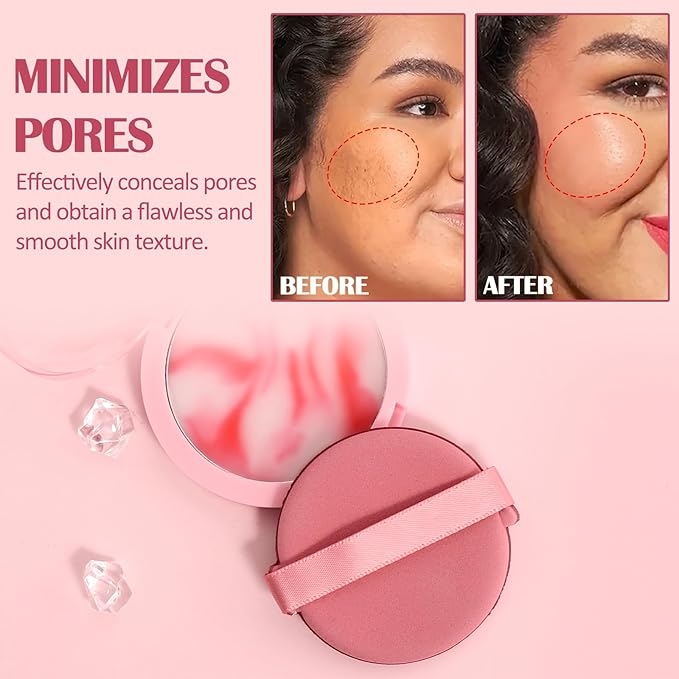 Oil Control Pressed Setting Powder, Matte Soft Jelly Texture Powder-free Face Powder, Long-Lasting Waterproof Pressed Powder Makeup, Flawless Lightweight Face Cosmetics - Pink-VivaGrace Women
