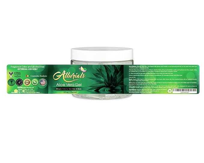 100% Pure & Organic Aloe Vera Gel, Clinically tested & Dermatologist approved, Hydrates & Heals Dry & Damaged Skin & Hair- 12 Oz-VivaGrace Women